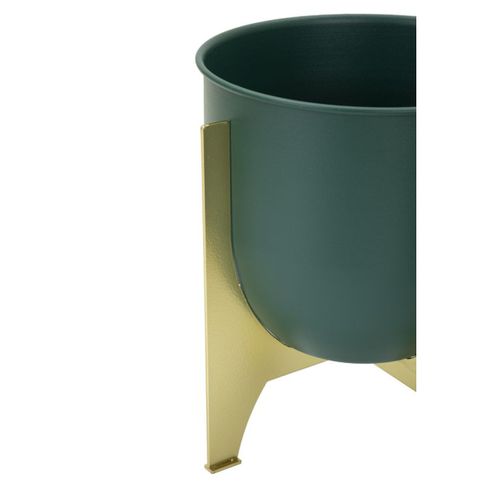 Lot De 2 Cache Pots Mf396, Métal, Vert, 24,5x24,5x2 Cm