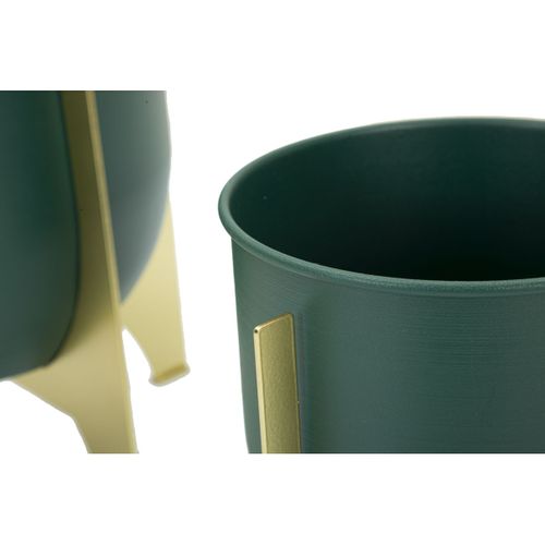 Lot De 2 Cache Pots Mf396, Métal, Vert, 24,5x24,5x2 Cm