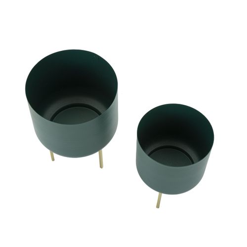 Lot De 2 Cache Pots Mf401, Métal, Vert, 20x20x29 Cm
