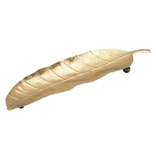 Plateau Feuille 6, Métal, Or, 38x3x11 Cm