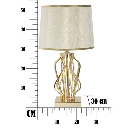 Lampe à Poser Mf120, Coton, Or, 30x30x52 Cm