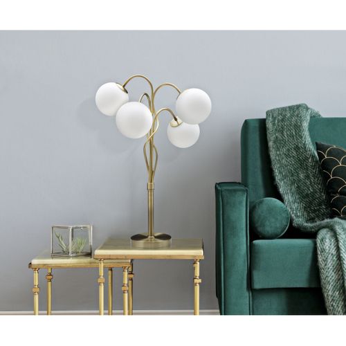 Lampadaire Mf207, Métal, Or, 53x53x74 Cm