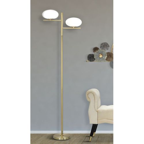 Lampadaire Mf202, Métal, Or, 51x24x180 Cm