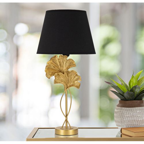 Lampe à Poser Feuille 55, Métal, Noir, 30x30x63 Cm