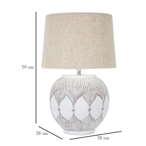 Lampe à Poser Mf159, Polyrésine, Marron, 38x38x59 Cm