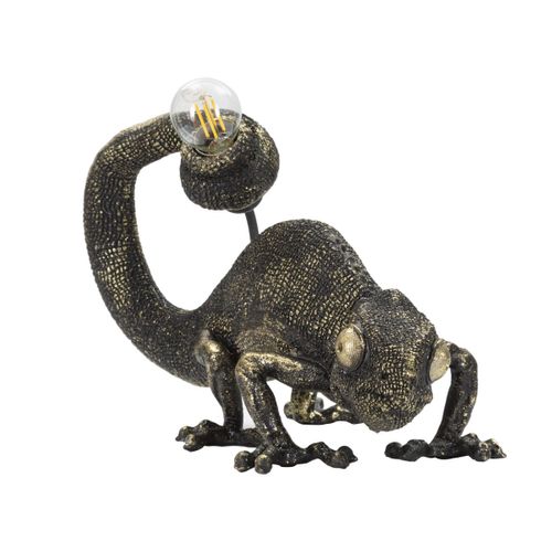 Lampe à Poser Lézard, Polyrésine, Noir, 37,5x16,5x22 Cm