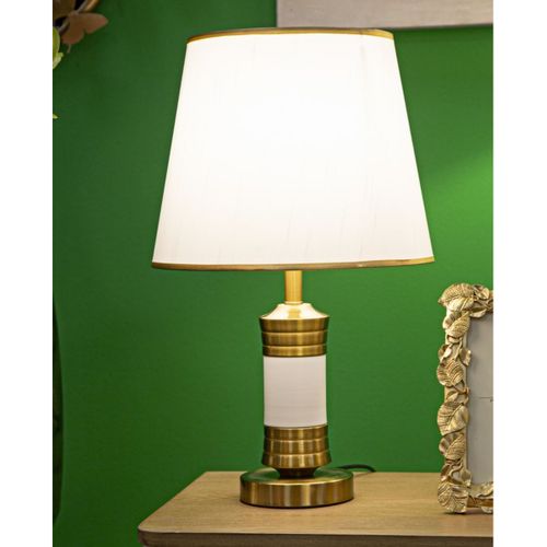 Lampe à Poser Mf145, Métal, Blanc, 31x31x52 Cm