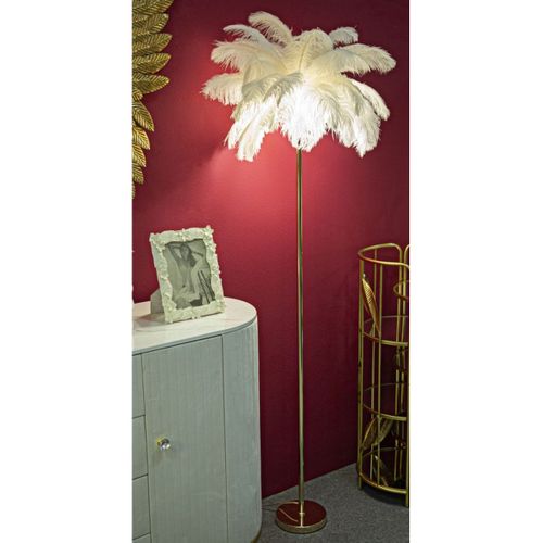 Lampadaire Plumes 9, Métal, Blanc, 55x55x160 Cm