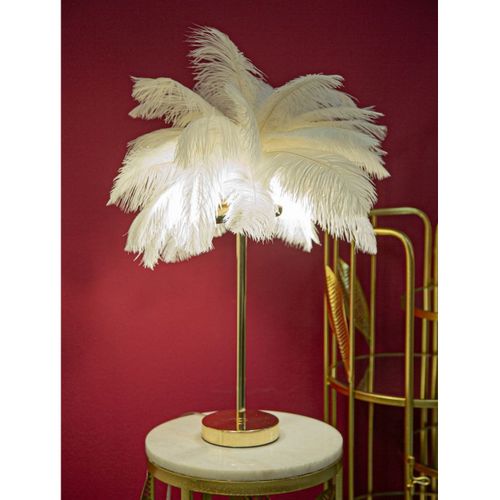 Lampe à Poser Plumes 1, Métal, Blanc, 40x40x55 Cm