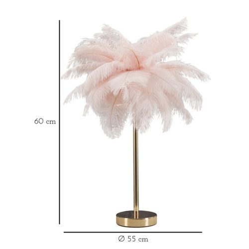 Lampe à Poser Plumes 2, Métal, Rose, 40x40x55 Cm