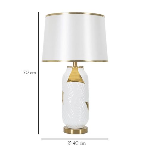 Lampe à Poser Mf102, Céramique, Blanc, 40x40x70 Cm