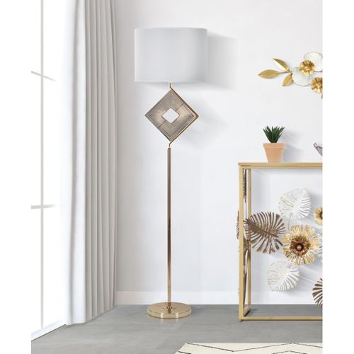 Lampadaire Mf196, Métal, Blanc, 40x40x161 Cm