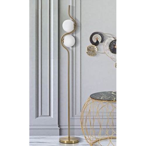 Lampadaire Mf205, Métal, Or, 25x25x168 Cm