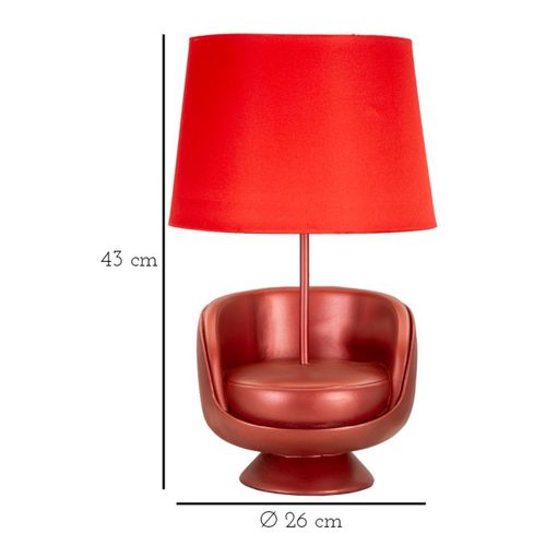 Lampe à Poser Fauteuil 1, Polyrésine, Rouge, 26x26x43 Cm