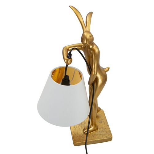 Lampe à Poser Lapin 2, Polyrésine, Or, 26x16x47 Cm