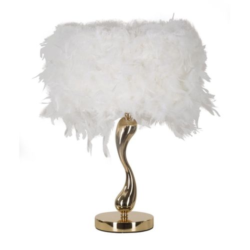Lampe à Poser Plumes 3, Métal, Blanc, 25x25x47 Cm