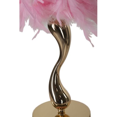 Lampe à Poser Plumes 4, Métal, Rose, 25x25x47 Cm