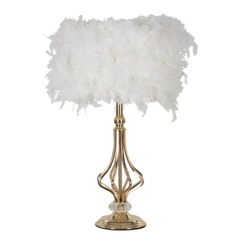 Lampe à Poser Plumes 5, Métal, Blanc, 25x25x54 Cm