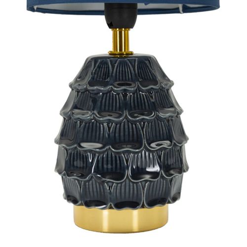 Lampe à Poser Mf96, Céramique, Bleu, 15x15x30,5 Cm