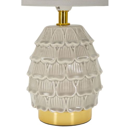 Lampe à Poser Mf97, Céramique, Beige, 15x15x30,5 Cm