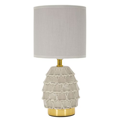 Lampe à Poser Mf97, Céramique, Beige, 15x15x30,5 Cm