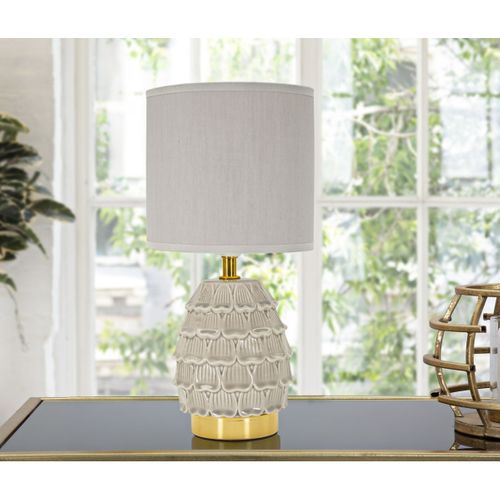 Lampe à Poser Mf97, Céramique, Beige, 15x15x30,5 Cm