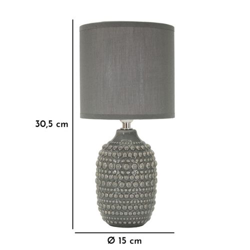 Lampe à Poser Mf94, Céramique, Gris, 15x15x30,5 Cm