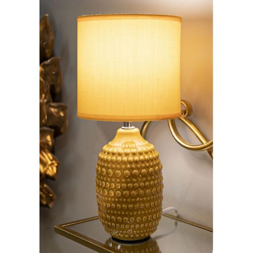 Lampe à Poser Mf95, Céramique, Jaune, 15x15x30,5 Cm