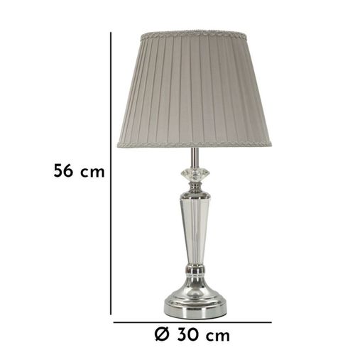 Lampe à Poser Mf155, Métal, Argent, 30x30x56 Cm