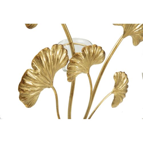 Bougeoir Feuille 60, Métal, Or, 29x12,5x44 Cm