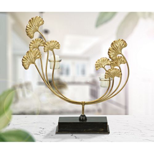 Bougeoir Mf346, Métal, Or, 50x12x55 Cm