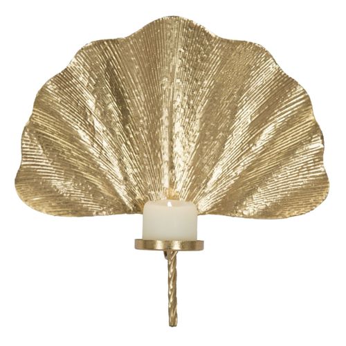 Bougeoir Feuille 1, Métal, Or, 41x11,5x40 Cm