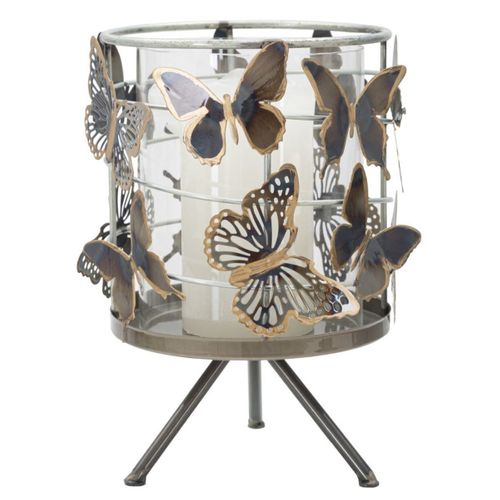 Bougeoir Papillon 20, Métal, Multicouleur, 15x15x23,5 Cm