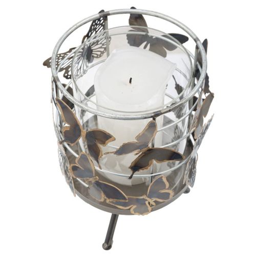 Bougeoir Papillon 20, Métal, Multicouleur, 15x15x23,5 Cm