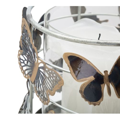 Bougeoir Papillon 20, Métal, Multicouleur, 15x15x23,5 Cm