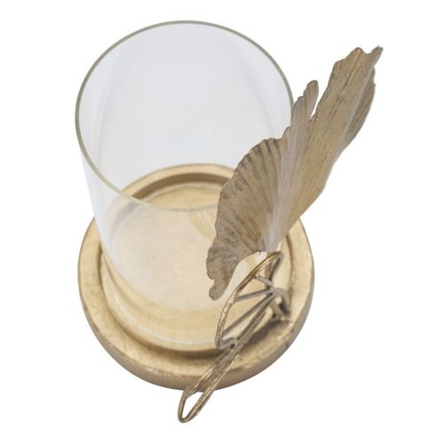 Bougeoir Feuille 61, Métal, Or, 17x12x21 Cm