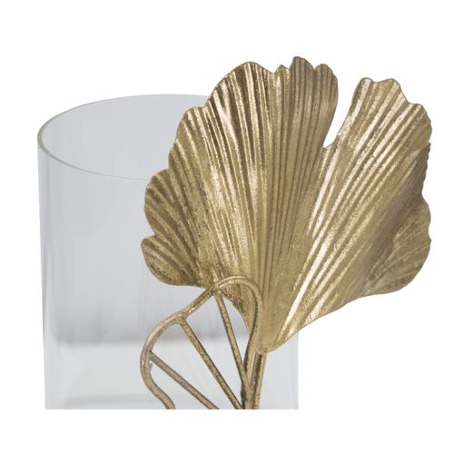 Bougeoir Feuille 61, Métal, Or, 17x12x21 Cm