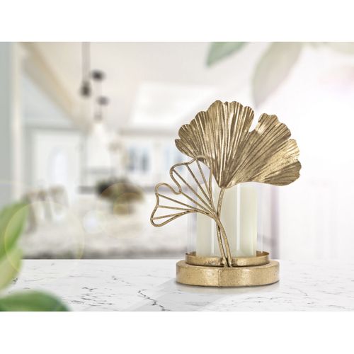 Bougeoir Feuille 61, Métal, Or, 17x12x21 Cm