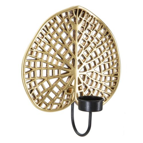 Bougeoir Feuille 3, Polyrésine, Or, 20x8x22,2 Cm