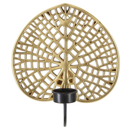 Bougeoir Feuille 3, Polyrésine, Or, 20x8x22,2 Cm