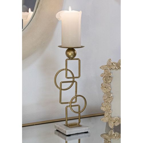 Bougeoir Mf343, Marbre, Or, 13x10x31,5 Cm