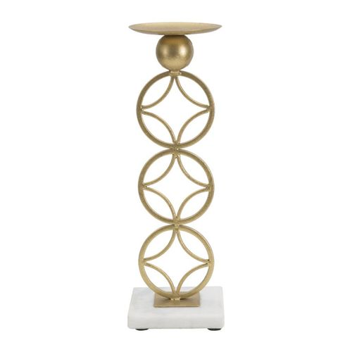 Bougeoir Mf344, Marbre, Or, 10x10x32 Cm