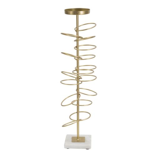 Bougeoir Mf340, Marbre, Or, 14x13x50,5 Cm