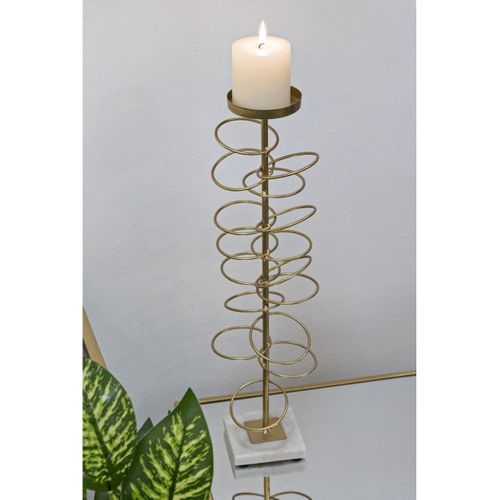 Bougeoir Mf340, Marbre, Or, 14x13x50,5 Cm