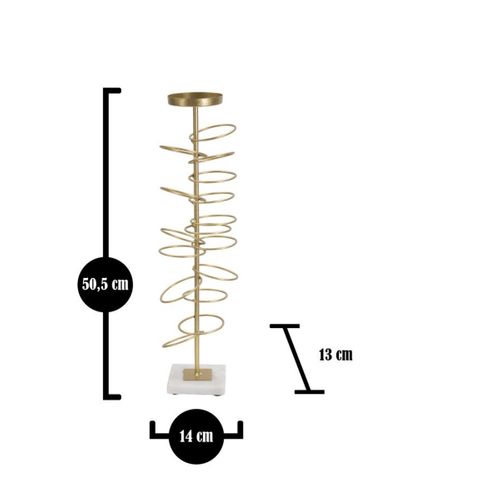 Bougeoir Mf340, Marbre, Or, 14x13x50,5 Cm