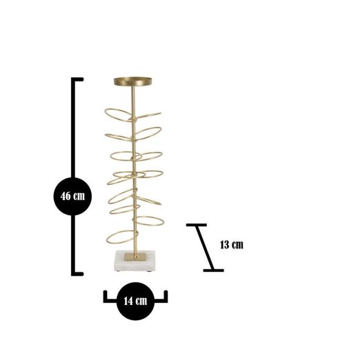 Bougeoir Mf341, Marbre, Or, 14x13x46 Cm