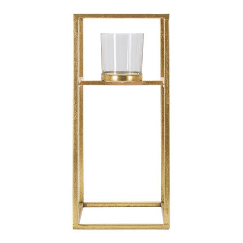 Bougeoir Mf347, Métal, Or, 15x15x35 Cm
