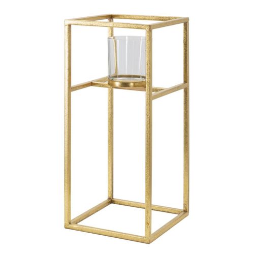 Bougeoir Mf347, Métal, Or, 15x15x35 Cm