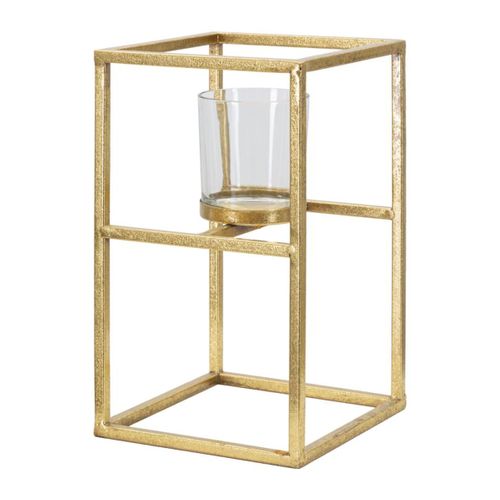 Bougeoir Mf348, Métal, Or, 15x15x25 Cm