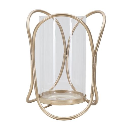 Bougeoir Mf349, Métal, Marron, 16x16x21,5 Cm